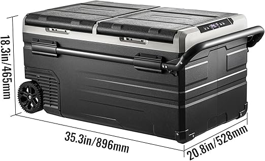 🧊 Dual Zone Car Fridge Freezer – 75L Capacity, Portable 12V Cooler with Compressor, Removable Divider, Heavy-Duty Wheels & Handle, Perfect for Road Trips ⛰️