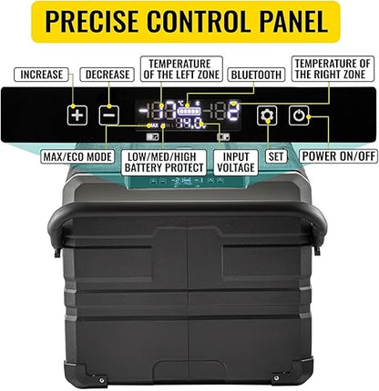 🧊 Dual Zone Car Fridge Freezer – 75L Capacity, Portable 12V Cooler with Compressor, Removable Divider, Heavy-Duty Wheels & Handle, Perfect for Road Trips ⛰️